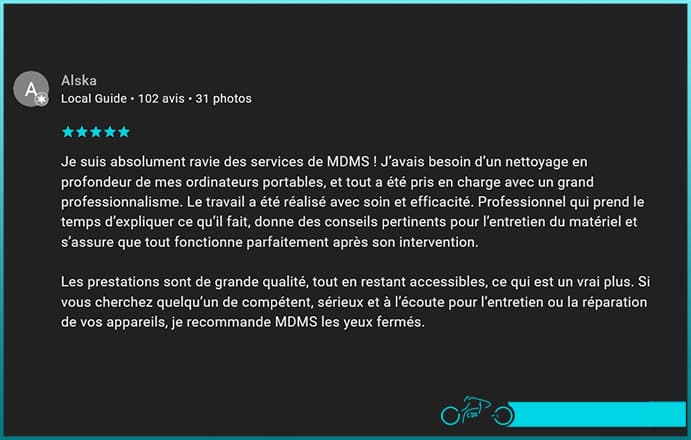 Avis client Alska - MD Micro Services sur Google