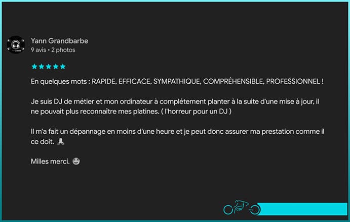 Évaluation de MD Micro Services sur Google par Yann Grandbarbe