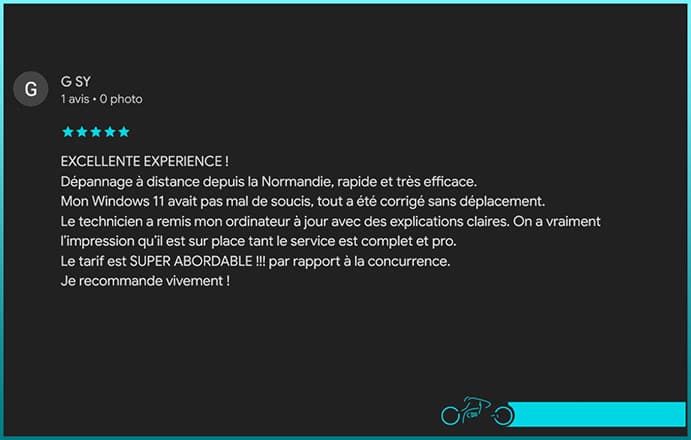 Avis client G SY - MD Micro Services sur Google