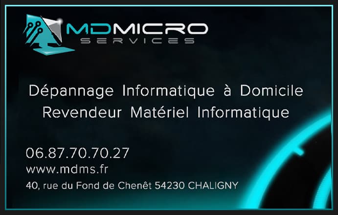 Recto carte de visite de MD Micro Services