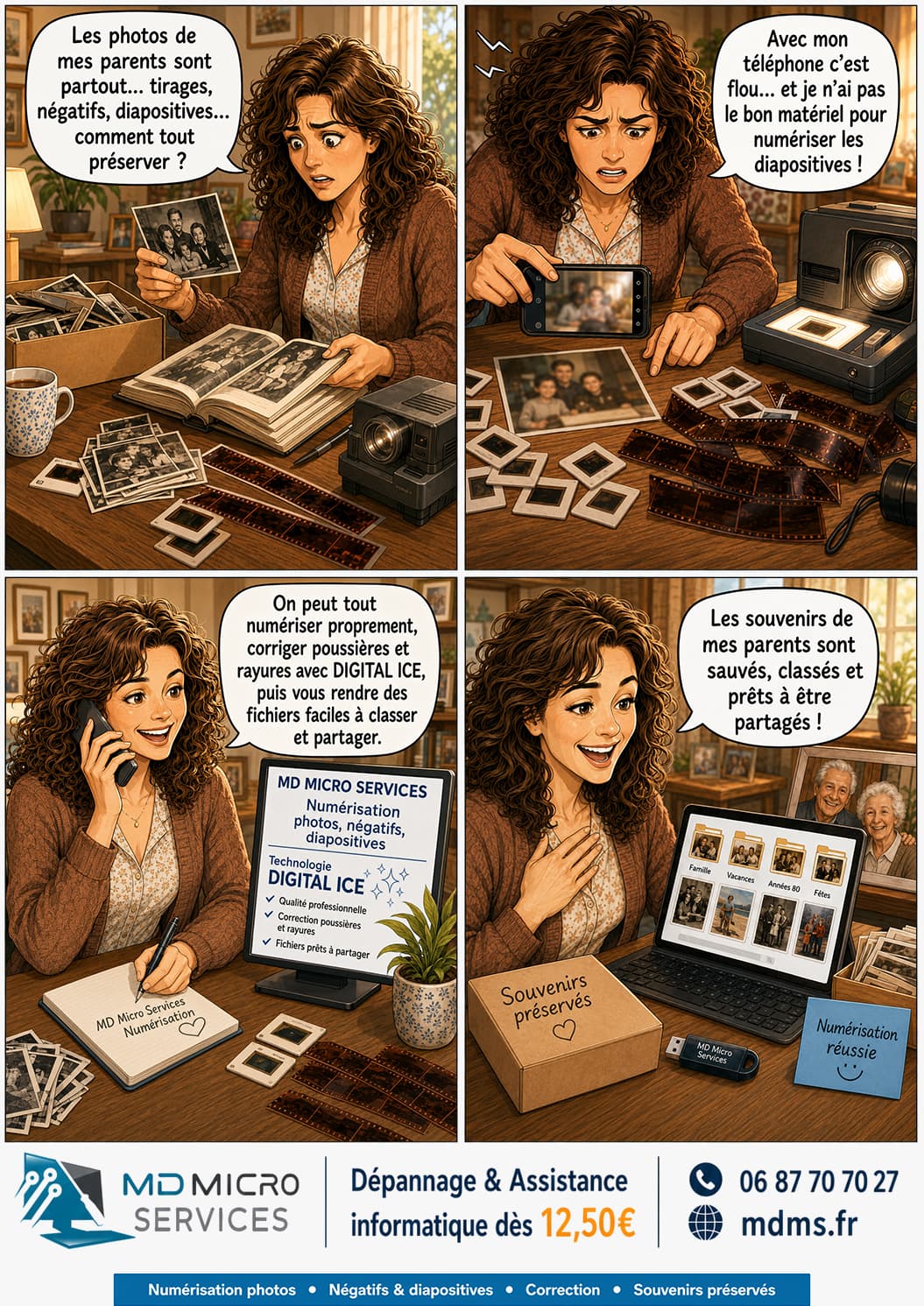 Numériser les souvenirs de famille BD : numérisation de photos, négatifs et diapositives avec correction Digital ICE - souvenirs préservés et classés