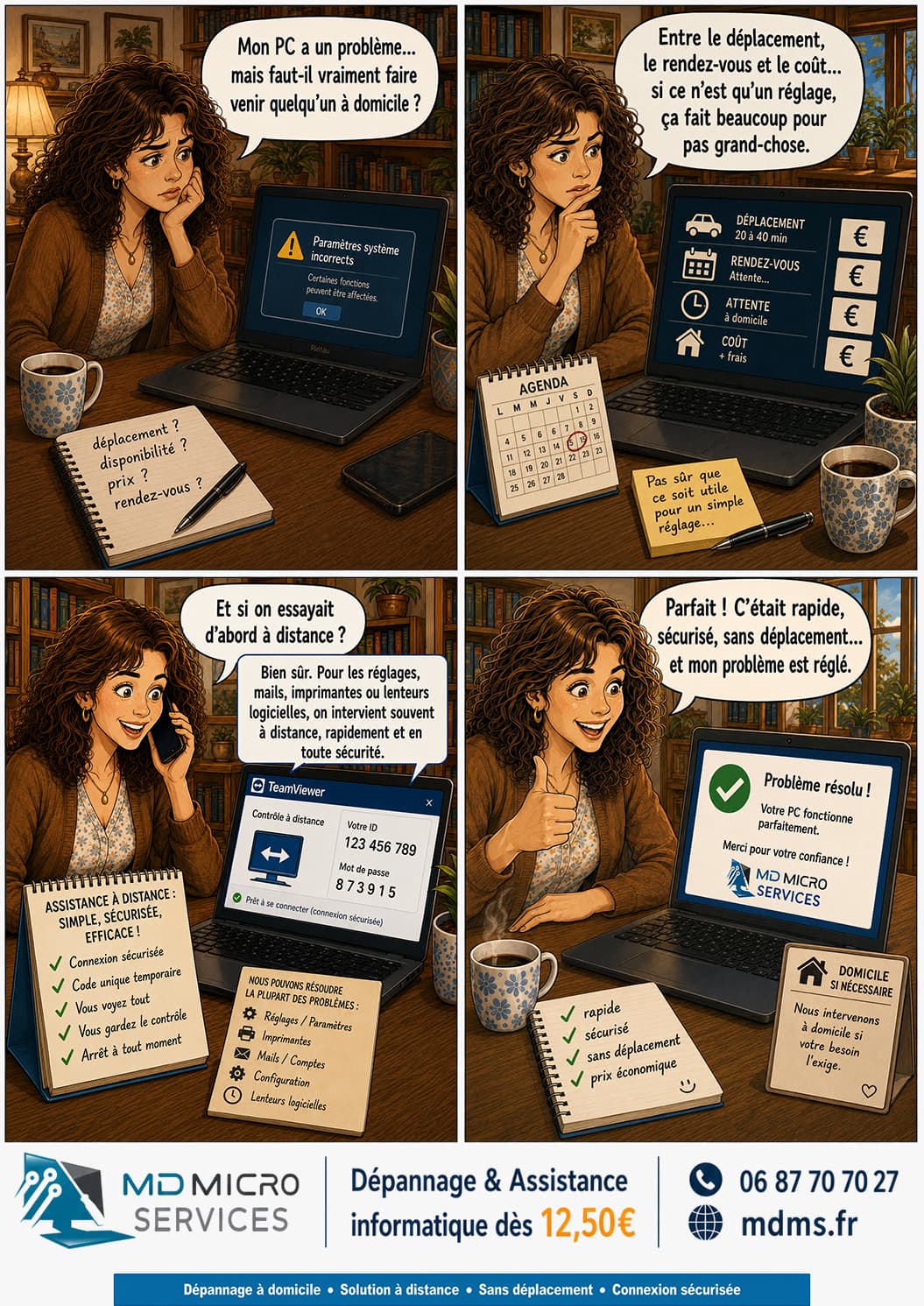 Faut-il vraiment un déplacement ? BD : faut-il faire venir quelqu'un à domicile pour un simple réglage ? Essayer d'abord le dépannage à distance