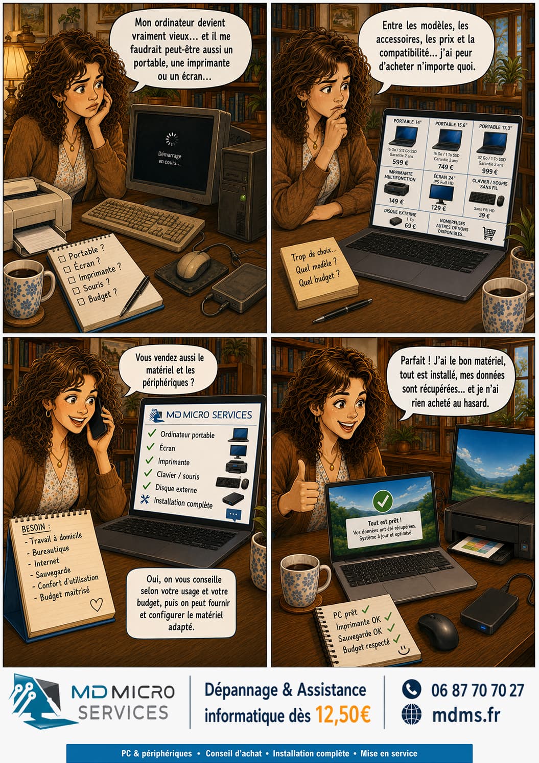 Bien acheter son matériel BD : conseil d'achat PC, écran, imprimante et périphériques - fourniture, installation complète et récupération des données